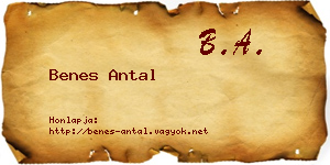 Benes Antal névjegykártya